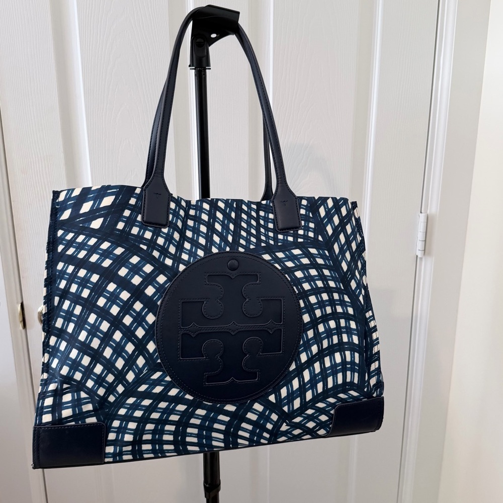 Tory Burch Navy and White Tote Bag